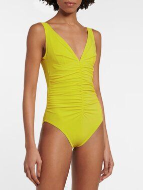 NWT Karla Colletto V-neck One Piece Swimsuit in Citrus, size 8UK (4US)